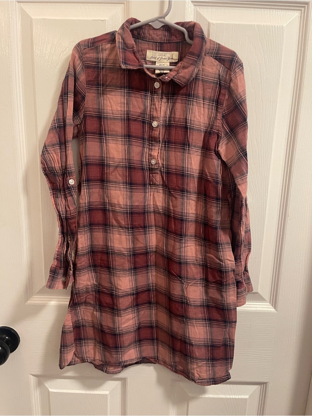 H&M Pink and Navy Plaid Shirt-Tunic Dress